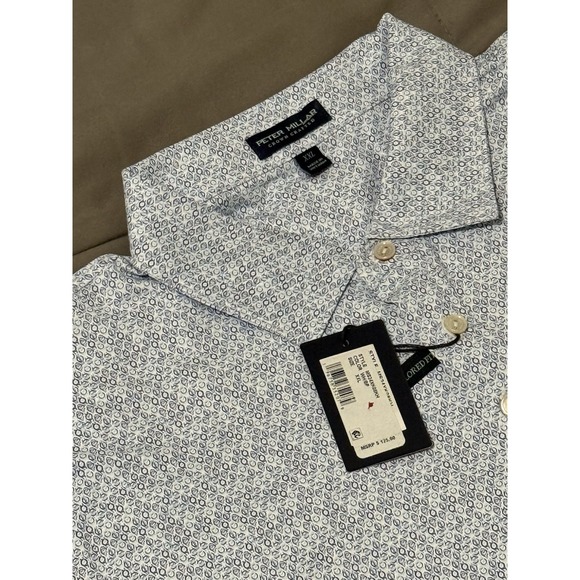 Peter Millar Other - Peter Millar Crown Crafted Performance Polo Shirt Mens 2XL  Blue Geometric